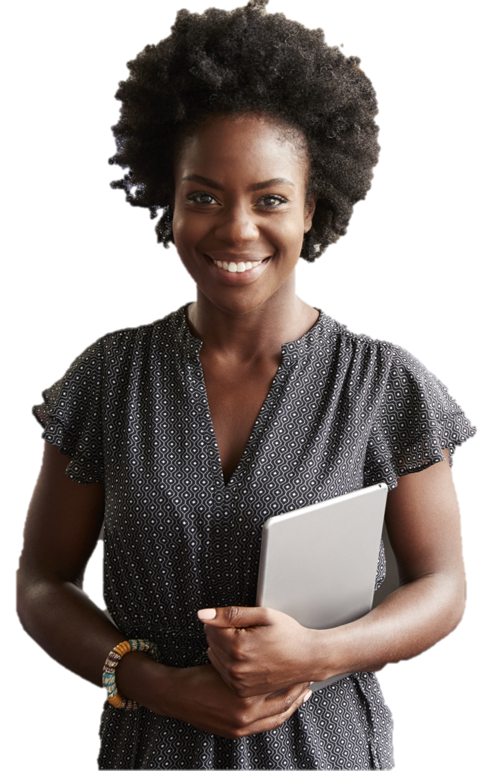 African American professor with her digital tablet in hand
